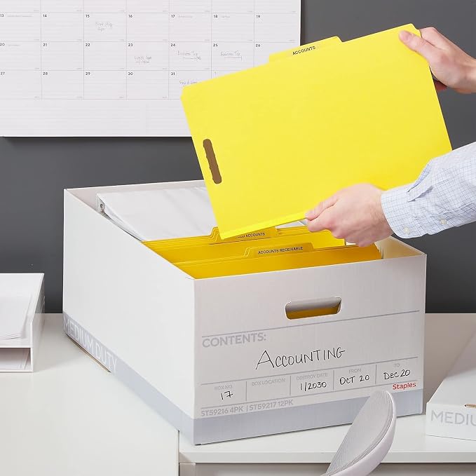 STAPLES Medium Duty File Box, Lift Off Lid, Legal, White/Gray, 12/Carton