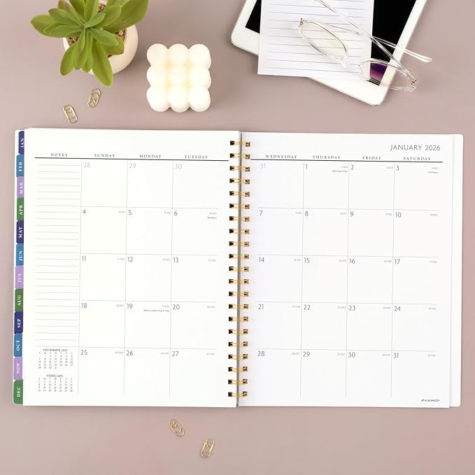 AT-A-GLANCE 2025 Planner, Weekly & Monthly, 8-1/2" x 11", Large, Badge, Floral (1722F-905-25)
