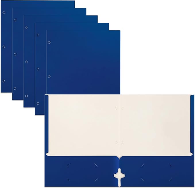 Better Office Products Two Pocket Portfolio Folders, 50-Pack, Blue, Letter Size Paper Folders, 50 Pieces, Blue