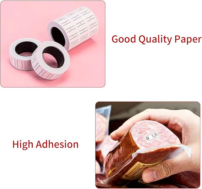 Price Tag Machine with 10 Rolls White Label Sticker, Price Labeller Pricemarker, Price Gun with Labels Kit for Office, Retail Shop, Grocery Store (White)