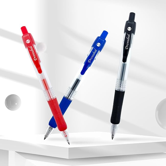 Gel Ink Pens, Medium Point (0.5mm), Comfortable Rubber Grip For Writing (48, Blue-48(no red))