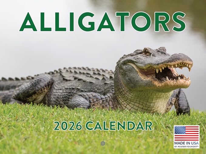 Alligator Calendar 2026 Monthly Wall Calender 12 Month | American Made In The USA