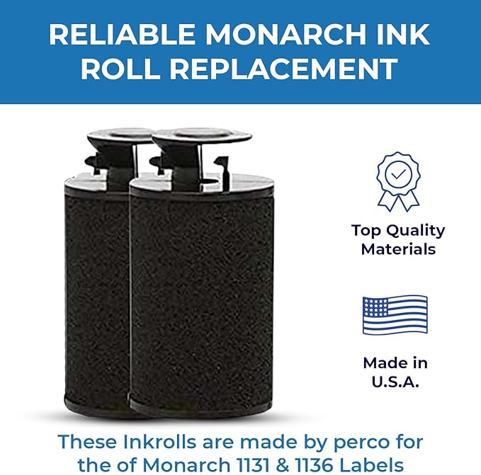 Perco White Pricing Labels for Monarch 1131 Price Gun - 1 Sleeve, 20,000 Blank Marking Labels Bundled w Monarch Ink Roll 1131 1130 & 1136 Price Labelers (Pack of 4) and White Pricing Labels