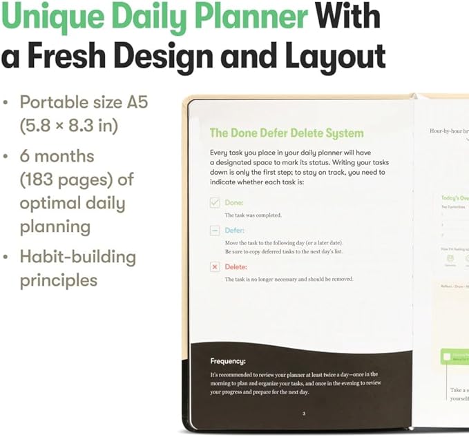 The Habit Nest Daily Planner,The Ultimate Undated A5 Planner. Plan each day to perfection, boost productivity, Organizer, and Habit Tracker Journal.