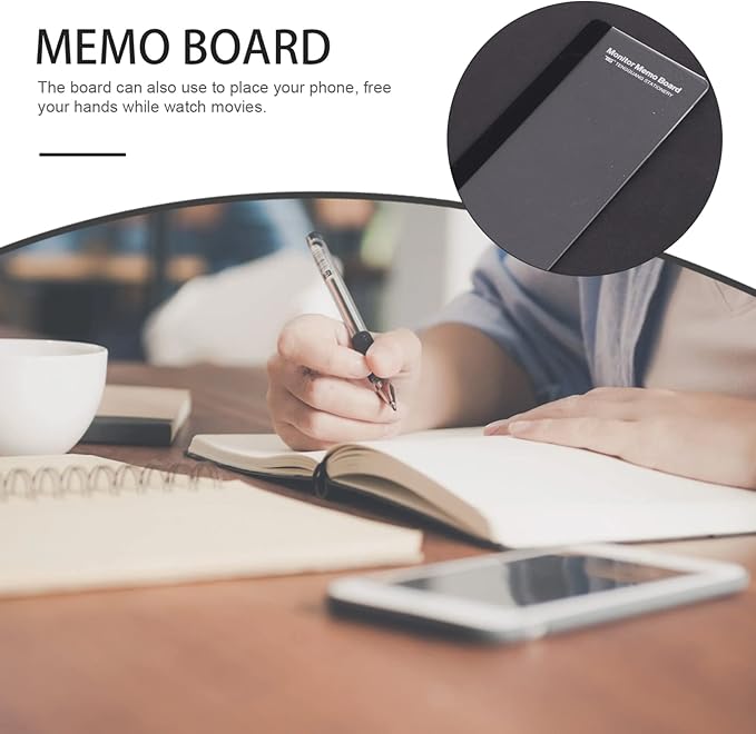 Mobestech Transparent Acrylic Memo Board with Phone Holder for Computer Monitor Right Side Screen Panel Office Gadget Message Reminder 11.02X3.07 Inches