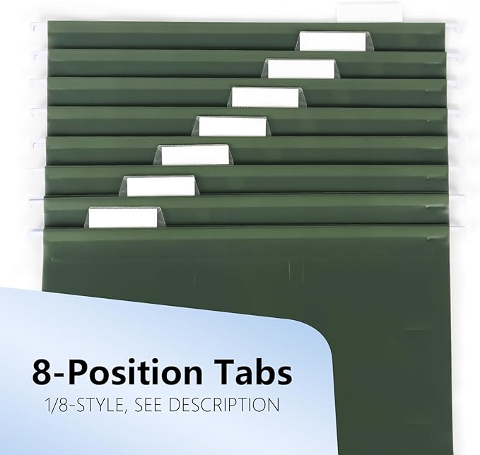 Plastic Hanging File Folders, 36 Pack Olive Hanging Folders，Letter Size with 1/5-Cut Tabs, Strong for Bulk Files, Documents and Paper, Office & Home Filing