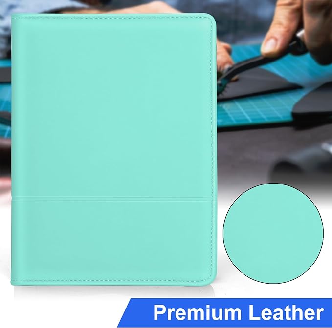 Padfolio/Portfolio Binder, Mini Padfolio Portfolio Binder 5 x 8 Legal Writing Pad, A5 Document Organizer Folder for Men Women,Mint Green