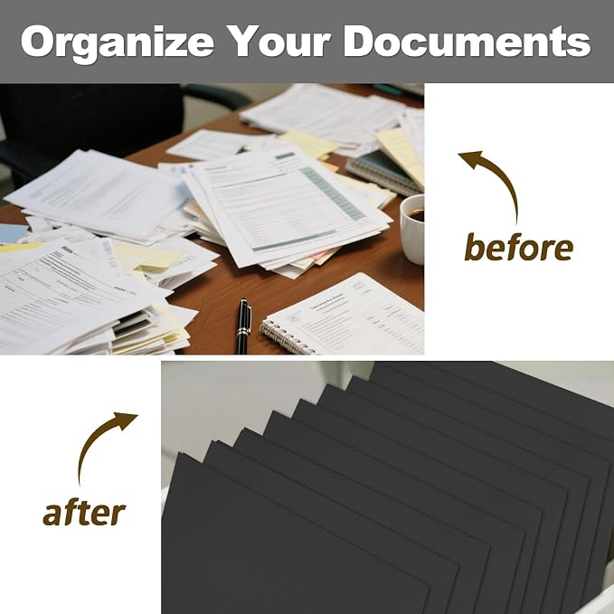Folders with Pockets, LAYZZ 30 Pack Paper Pocket Folders, 2 Pocket File folders Fits Letter Size Paper, for School Office and Home (Black)