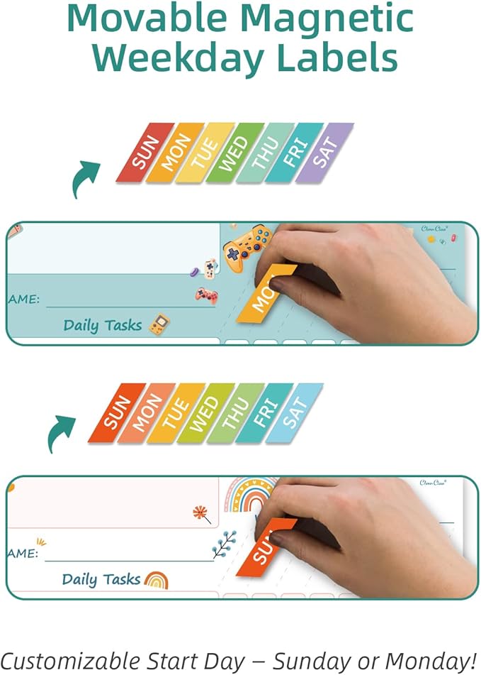 Magnetic Dry Erase Chore Chart - 8.5"x11" Behavior Responsibility Chore Board, Reward Chart for Kids, Teenagers - 6 Extra Fine Point Markers Included - Shipped Flat