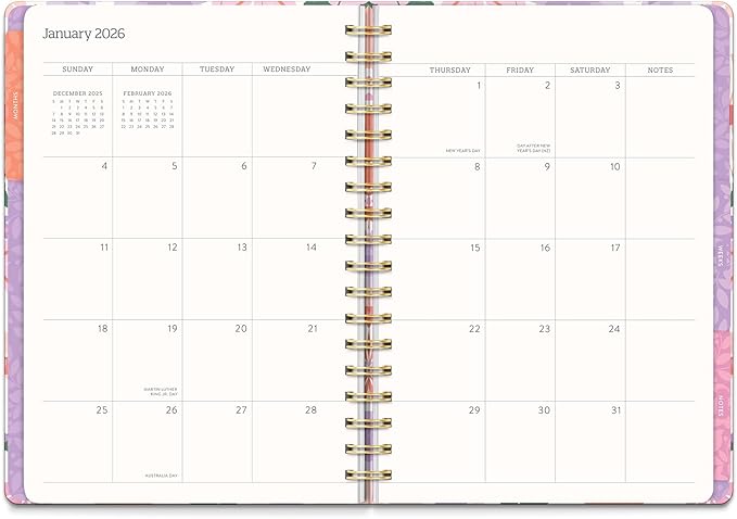 Orange Circle Studio 2026 Planner, Secret Garden, Tri-Tab, Triple-Section, August 2025 to December 2026, 9.76" x 8", Weekly Monthly Calendar, 96 Full Color Stickers & Note Pages