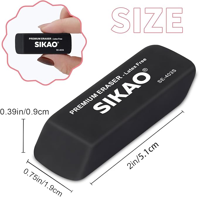 Black Erasers, 12 Pack Pencil Erasers for Kids – Latex-Free & Smudge-Free Beveled Rubber Erasers for School Supplies, Classroom, Office & Homework