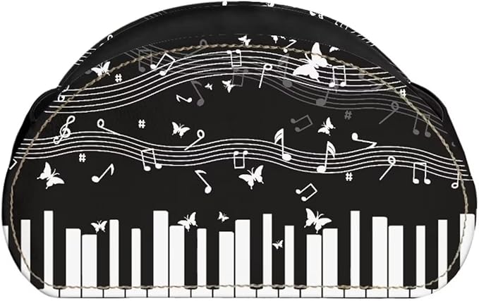 Forchrinse Music Note Butterfly Remote Control Holder with 5 Compartments,Leather Remote Control Organizer Box for Media Player,Office Supplies,Art Makeup Brush