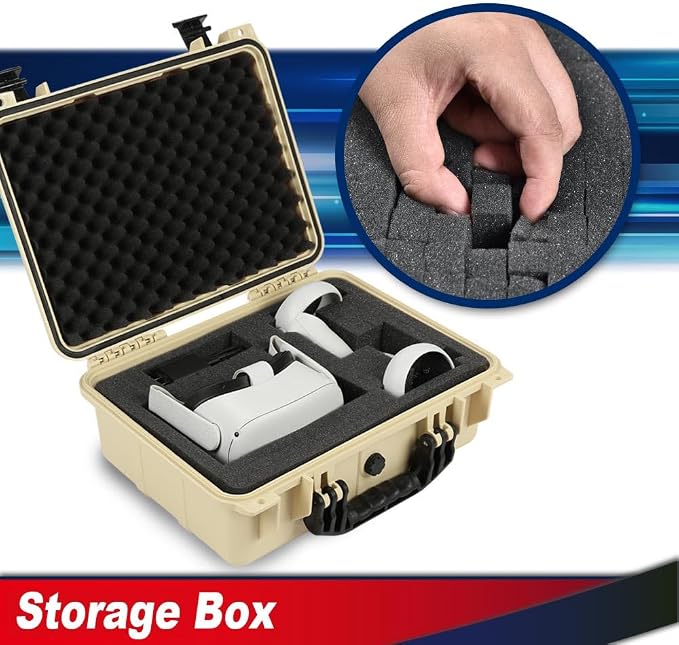 CROSSDESIGN Storage Box for Collectible Cards & Craft Supplies, DIY Adjustable Organizer with Removable Dividers & Protective Foam, Stackable Container for Tools, Screws, Beads - Large Beige