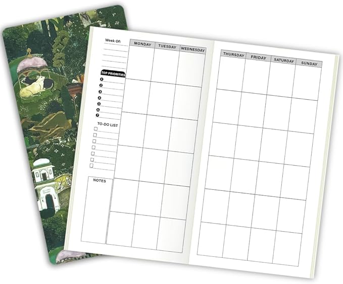 Pocket Planner Notebook with Plastic Sleeve, Weekly Planner Refills, 30Sheets, 8.25x4.25inches Regular TN Journal Notebooks, Travelers Notebook Insert for Weekly Goals & Time Management. Jaipur