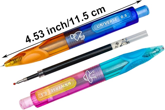 Maydahui 8 Pcs Galaxy Outer Space Mini Pocket Pens Retractable Planetary Creation Short Small Universe Space Pens Black Ink for Shcool Office Party