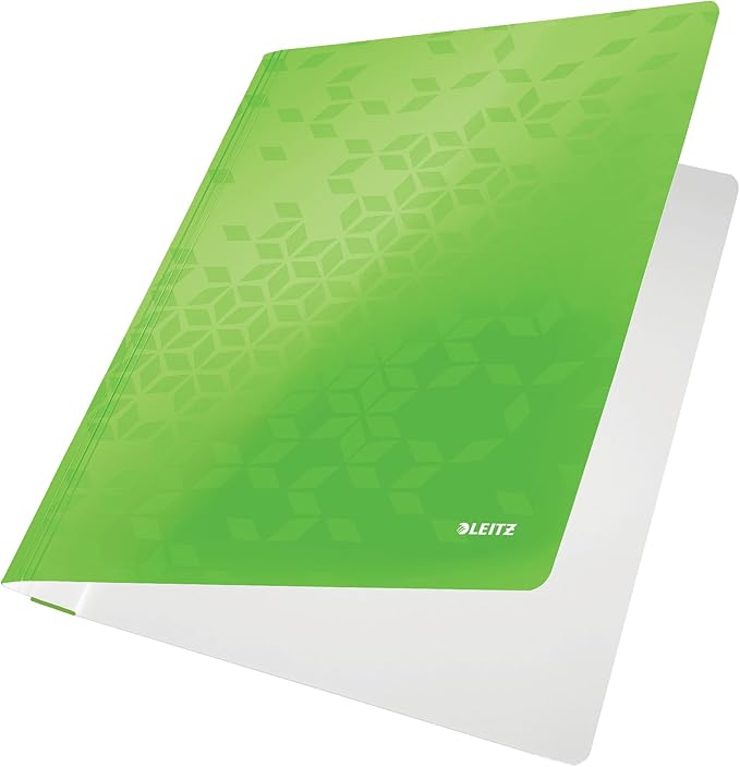 Leitz 30010054 3-Flap Folder, Holds Up to 150 A4 Sheets, Elastic Closure, Cardboard, Wow Range, Green