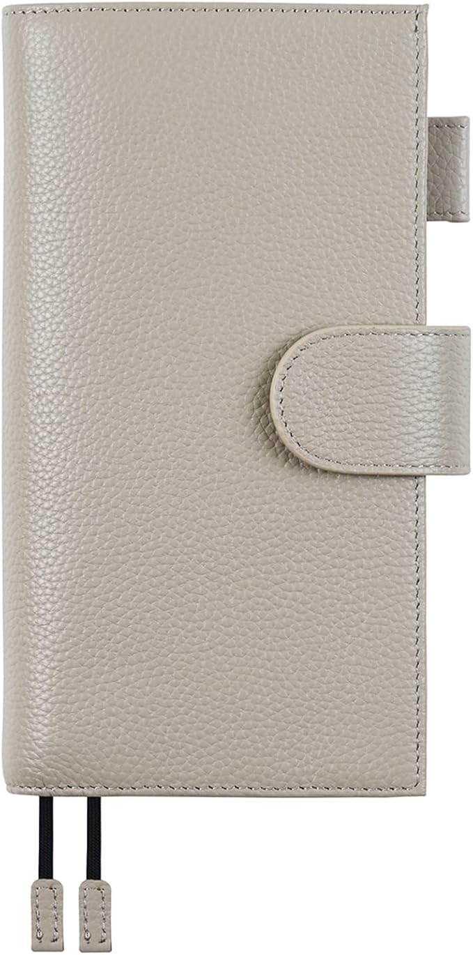 Moterm Leather Cover for Hobonichi Weeks - Fits Hobonichi Weeks/Weeks Mega, with Back Pocket (Pebbled-Gray)