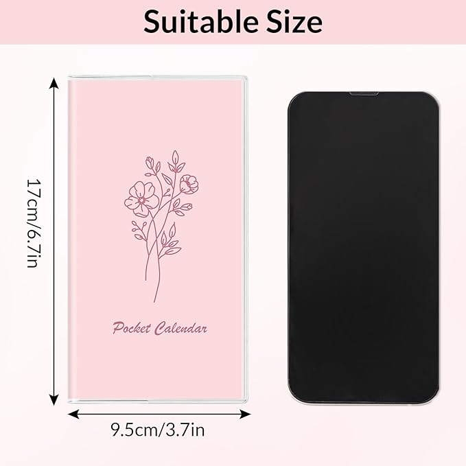KONVINIT Pocket Calendar 2025-2027, Pocket Planner 2026-3.7" x 6.7" - Runs from July 2025 Until December 2027, Monthly Planner 2025-2027 with PVC Cover for Planning, Pink