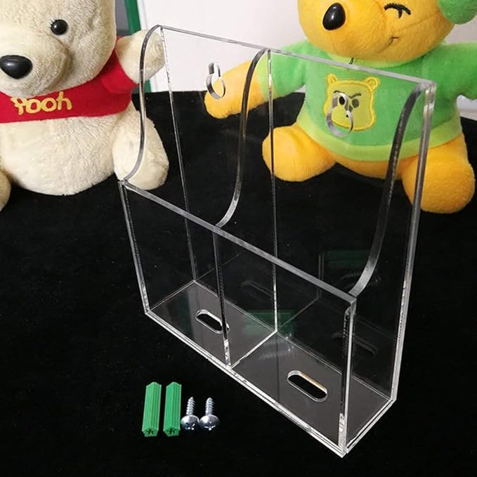 Acrylic Wall Mount Desk Organizer Storage Box for Cell Phones Holder in Home Office (2 Grid)