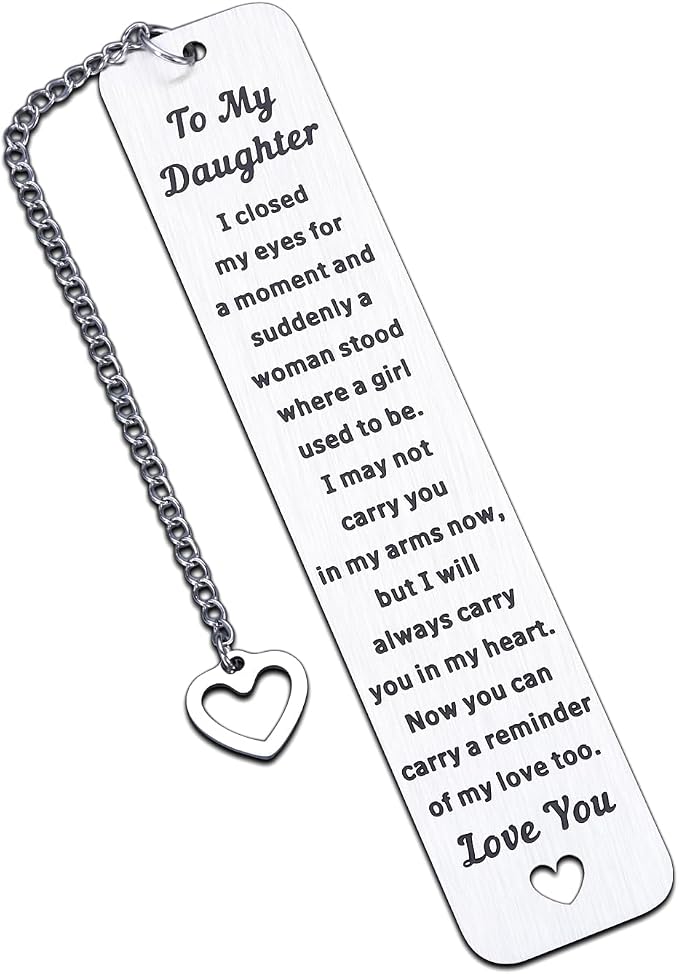 Book Gift for Teen Girls, Back to School Supplies for Daughter, Wedding Bride Gifts for Adult Daughters, 17th Birthday Gifts for Girls, Engraved Bookmark for Daughters, to My Daughter Gift