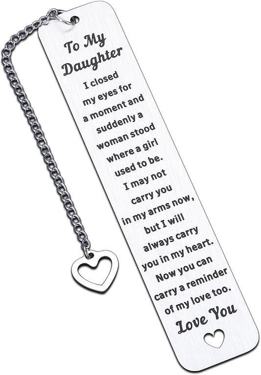 Book Gift for Teen Girls, Back to School Supplies for Daughter, Wedding Bride Gifts for Adult Daughters, 17th Birthday Gifts for Girls, Engraved Bookmark for Daughters, to My Daughter Gift