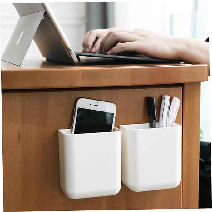 NUOBESTY Wall-Mounted Storage Box Holder 2-Pack Garbage Bag Organizer and Desktop Storage Rack for Remote Controls and Mobile Phones 3.93X3.54X3.93 Inch Compact Design