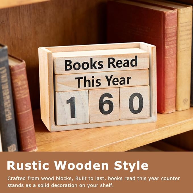 Books Read This Year Counter, Book Counter Sign Up to 999 Bookish Accessories, Books Read This Year Tracker for Reading Goal Display, Reading Challenge Gift for Readers(Color:Rustic)