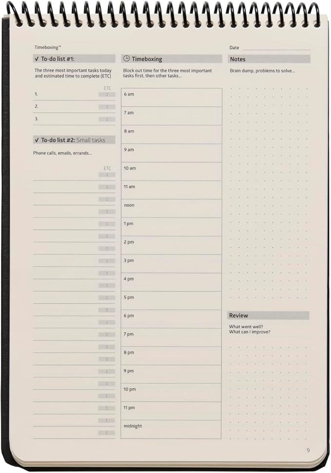 TIMEBOXING PLANNER - Structure to Turn To-Do into DONE | 105 Day Undated Organizer for Students & Busy People | 7×9 spiral Hard Cover