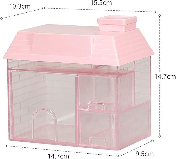 Desktop Shelf, Pink Playful Whimsical Desk Organizer with 3 Drawers, Desktop Storage Box Aesthetic Desk Organizer Table Top Mini Bookshelf for Home, School, Office