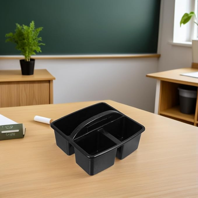 PRETYZOOM 2pcs Plastic Classroom Storage Caddy Tote with Handle, Compartment Organizer Basket for Stationery, Art Supplies, and Craft Tools, Portable Desk Storage and Teachers