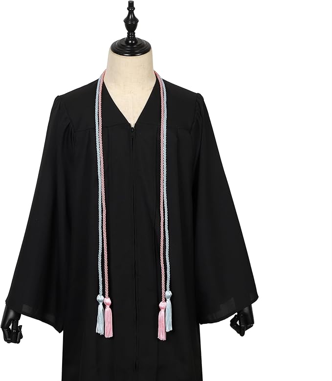 Graduation Double Honor Cords with Tassels Braided Academic Ropes for High School College Ceremony 68 Inch (Pink+Sky Blue)