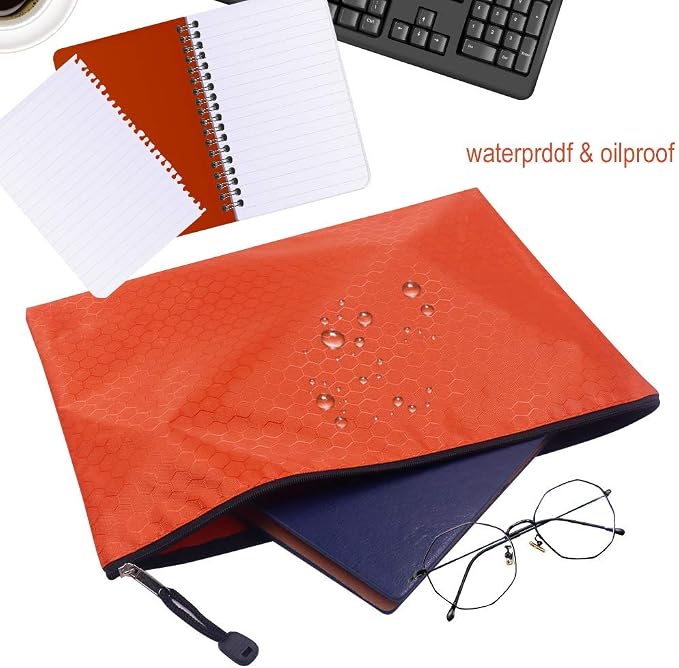 Mity rain 10Pcs Waterproof Zipper File Bags-A4 Size Oxford Office Filing Documents Storage Folder, Cosmetics Offices Supplies Travel Accessories Pouch- 10 Colors