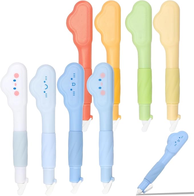 8-Pack Refillable Retractable Correction Tape, Smooth Instant Applicator Pen for Writing, Office & School Supplies, 1/5 Inch x 236 Inch,White Smooth Pull Out Cute Correction Tape for Office Supplies
