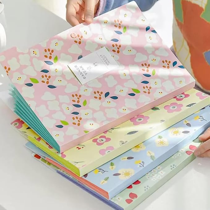 Folder Organizer Expanding File Folder Patternted - Accordion Document Organizer with 6 Pockets and Labels, Waterproof A4/Letter Size for School Office Home (Pink Floral)