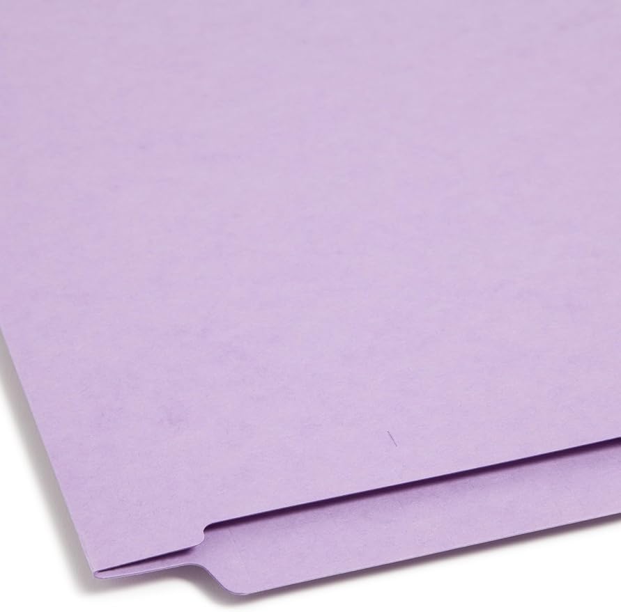 Smead End Tab Fastener File Folder, Shelf-Master® Reinforced Straight-Cut Tab, 2 Fasteners, Legal Size, Lavender, 50 per Box (28540)