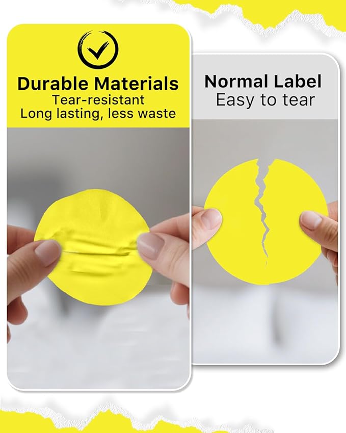 iEager 2 Inch Round Thermal Labels, Circle Thermal Printer Stickers, Durable Circular Label Printer Sticker for Business, Logo, Gift, 500 Labels/Roll, Yellow