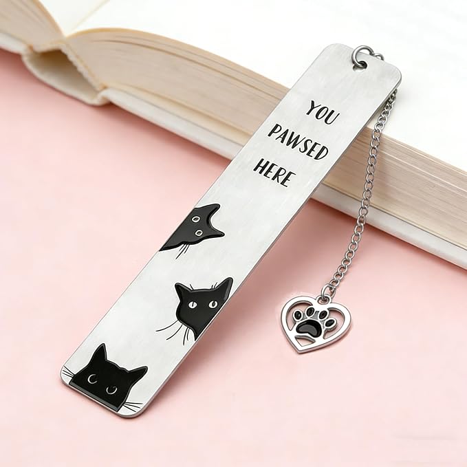 Cat Bookmark,Stainless Steel Funny Black Cat Bookmark Reading Accessory, Cute Metal Bookmark for Women,Students & Book Lovers Gift