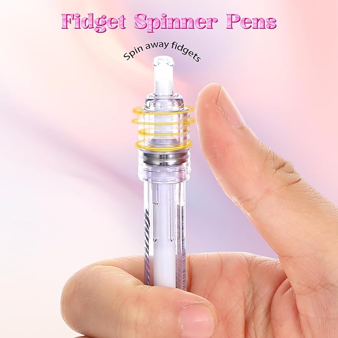 Fidget Pens for Adults, 2PCS Sensory Pens 0.5mm Fine Point No Bleed Quick Dry Gel Pen for Office, School, Note Taking, Stress Relief, Smooth Writing Ballpoint Pen for ADHD White & Purple