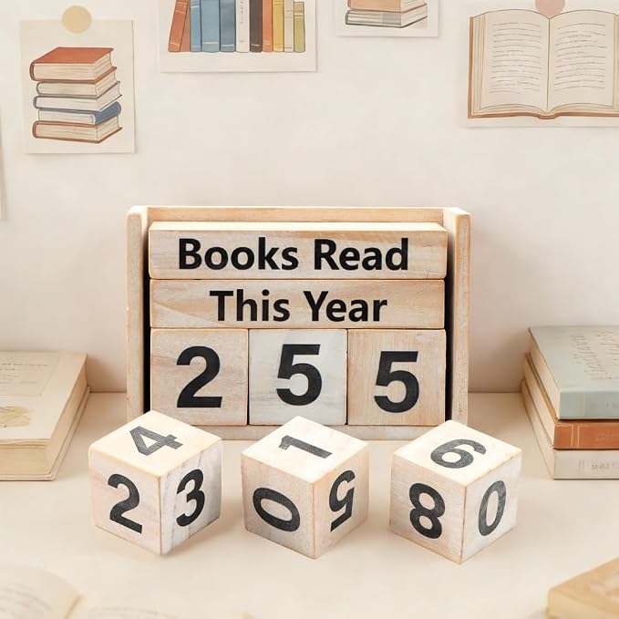 Books Read This Year Counter, Book Counter Sign Up to 999 Bookish Accessories, Books Read This Year Tracker for Reading Goal Display, Reading Challenge Gift for Readers(Color:Rustic)