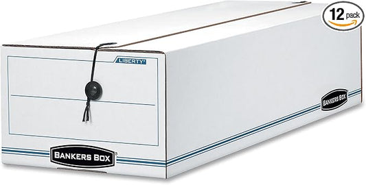 Bankers Box LIBERTY Check and Form Boxes, Standard Set-Up, String and Button, 4 1/4 x 6 x 23 1/4 Inches, Case of 12 (00003)