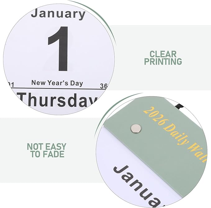 SEWACC Tear-off Daily Wall Calendar 2026 Large Print Vertical Hanging Planner Easy Read Day-to-day Organizer for Home Office School Study Room