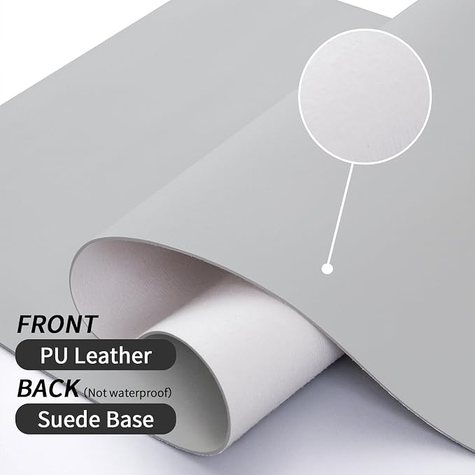 Bloss Leather Desk Pad and Keyboard Wrist Rest, Large Mouse Pad + Keyboard Pad+Mouse Wrist Support, Non-Slip Desk Mat Protector for Office, Home(31.5×15.7 Inches, Light Grey)
