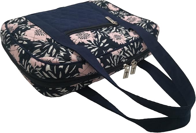 DIWI Quilted Bible Cover Extra Large Sizes 11.25 X 8.25 X 2.75 Inches Bible Tote Good Book Case (XL, C2 Navy Pink)