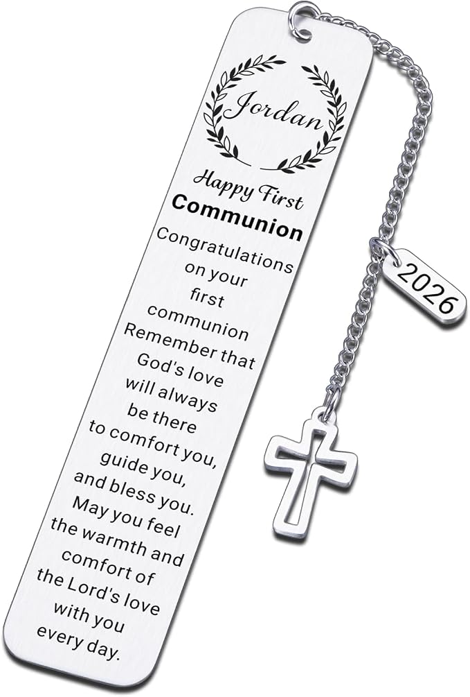First Holy Communion Gifts for Girls Boys Teenage, 1st Communion Gifts for College Girls Teens, Custom Bookmark, Personalized Christian Bookmarks, Catholic Easter Basket Stuffers for Teen Boy Girl
