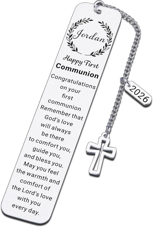 First Holy Communion Gifts for Girls Boys Teenage, 1st Communion Gifts for College Girls Teens, Custom Bookmark, Personalized Christian Bookmarks, Catholic Easter Basket Stuffers for Teen Boy Girl