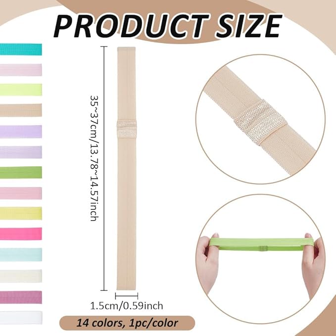 PH PandaHall 14pcs Elastic Book Strap, Notebook Elastic Strap 15mm Wide Planner Bookmarks Straps 14 Colors Elastics Book Straps with Pen Holder Loop for Notebook Office School Reader Supplies