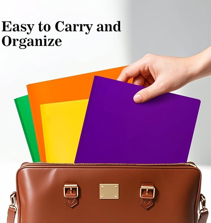 72-Pack Plastic Folders with Pockets and Prongs,2-Pocket Folders with 3 Fasteners, Holds 8-1/2" x 11" Paper for School/Office/Home, Purple