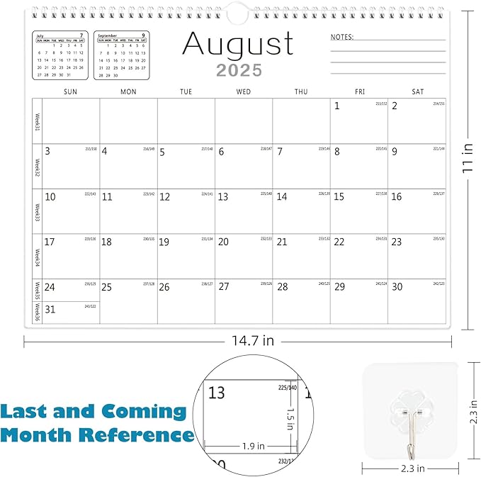 2026 Calendar Wall Calendar from July 2025 to December 2026,18 Months Wall Hanging Calendars with Thick Paper for Office Home School(White,14.7x11.5 inch)