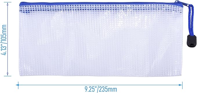 3 Pcs 4.13" x 9.25" Bills Sizes Mesh Zipper Pouch Bags, Mesh Bags with Zipper，Waterproof Clear document pouch for Organization Puzzles Travel, Office, Classroom Organization, Bills White