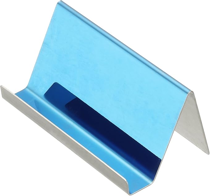 PATIKIL Business Card Holder for Desk, 3Pcs Business Card Holders Stainless Steel Card Stand Organizer Cards Display for Office Exhibition, Blue